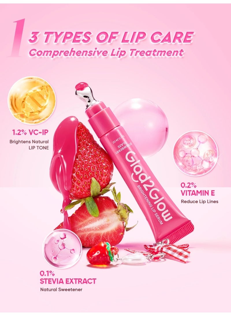 GLAD2GLOW Brightening Charm Lip Serum 01 Strawberry Glaze & 03 Berry Soda – 7g Each (Set of 2) - Image 2
